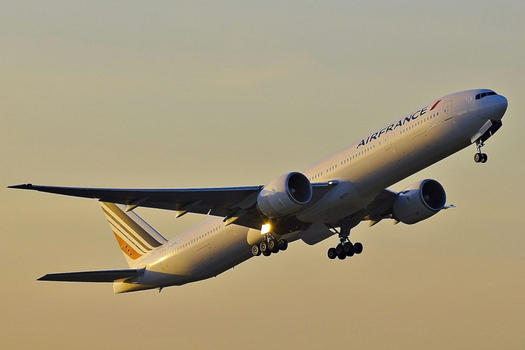 A white Air France passenger jet